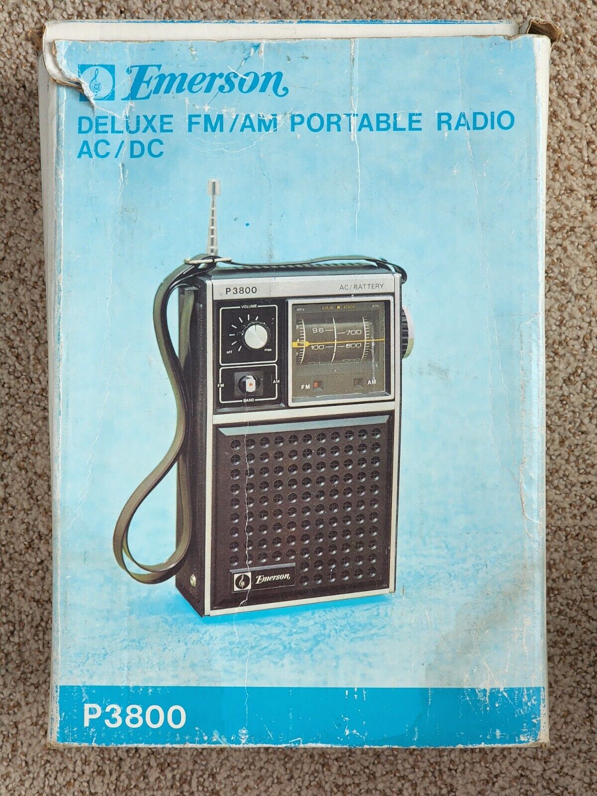 EMERSON P3800 Portable Radio AC / Battery w/ Original Box, Strap, Cover, Plug
