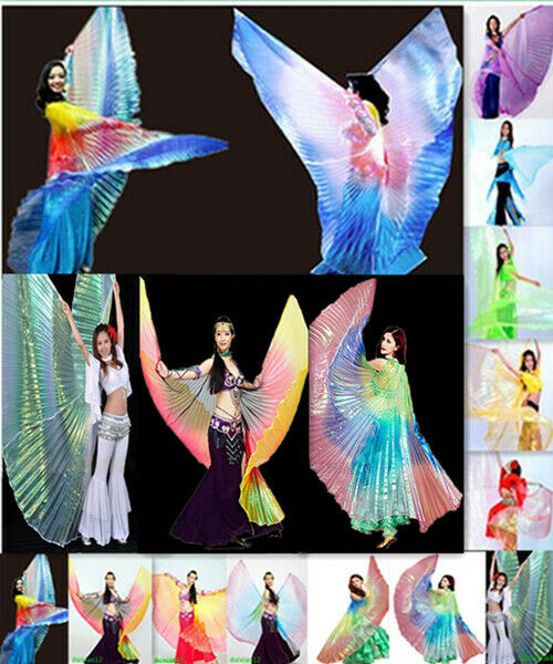 Color Gradient Transparent Shiny Egyptian Belly Dance Costume Angel Isis Wings