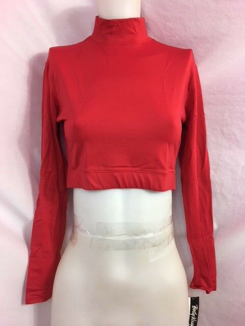 Body Wrappers BW Prowear Cheer Pullover Turtleneck Crop, Red, 2X (XXL), New