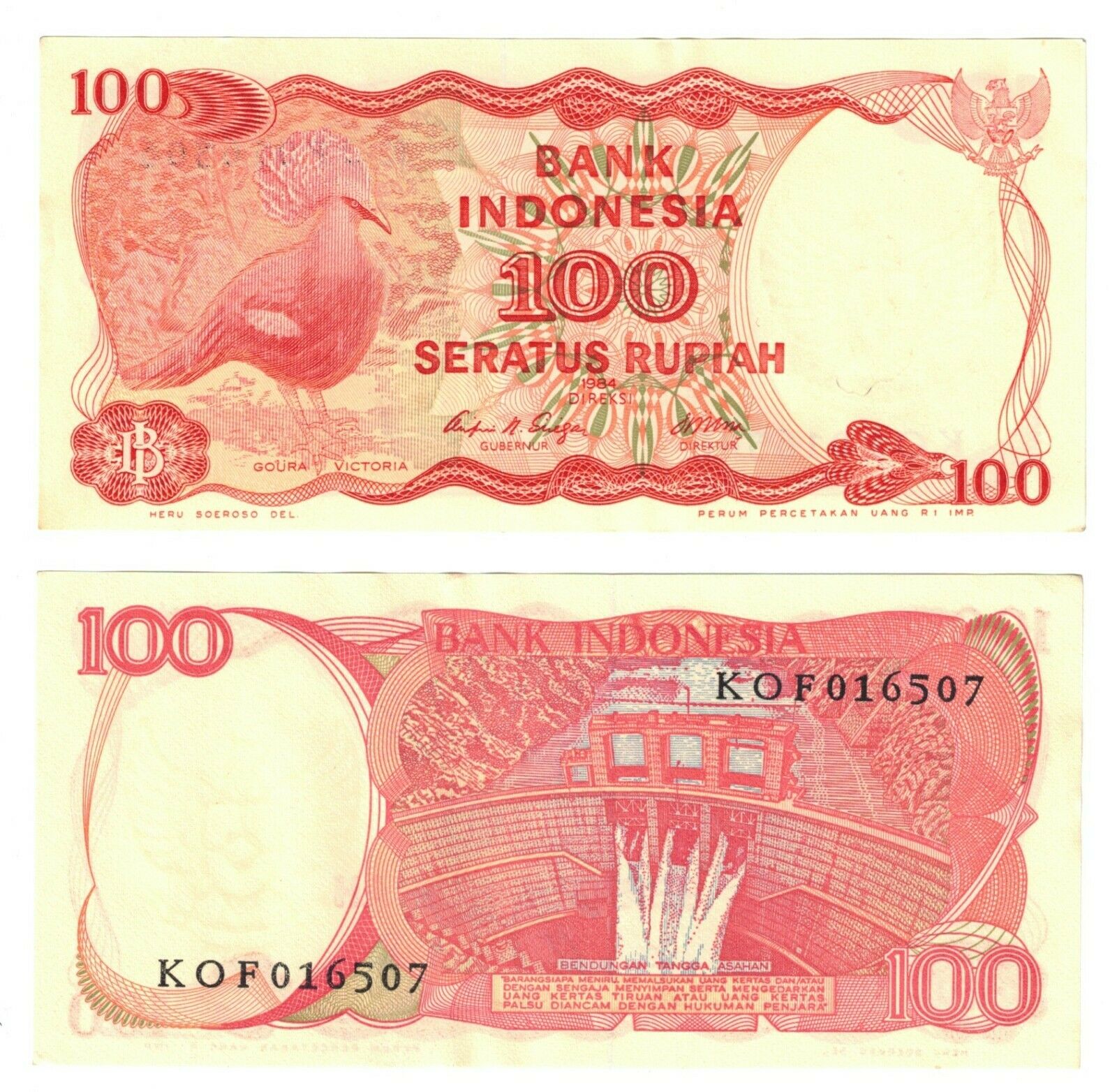 1984 INDONESIA 100 RUPIAH P122  UNC